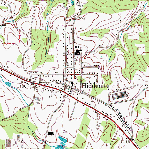 Topographic Map of Hiddenite, NC
