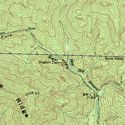 Topographic Map of Higdon Cemetery, NC