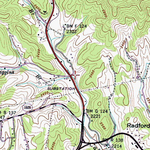 Topographic Map of Higgins Branch, NC
