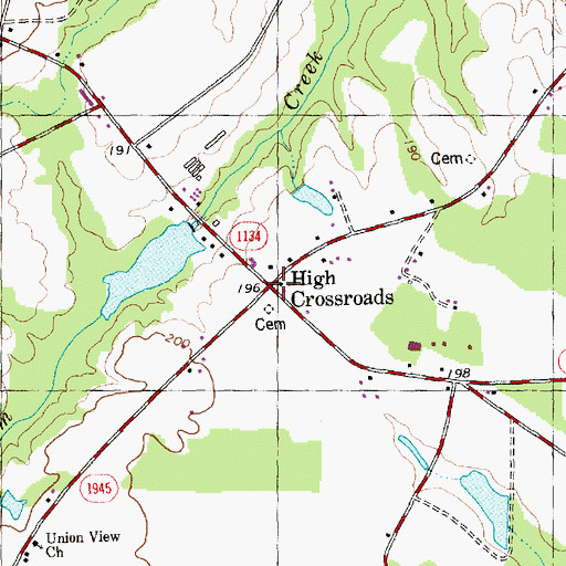 Topographic Map of High Crossroads, NC