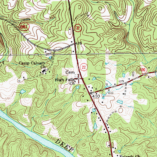 Topographic Map of High Falls Church, NC