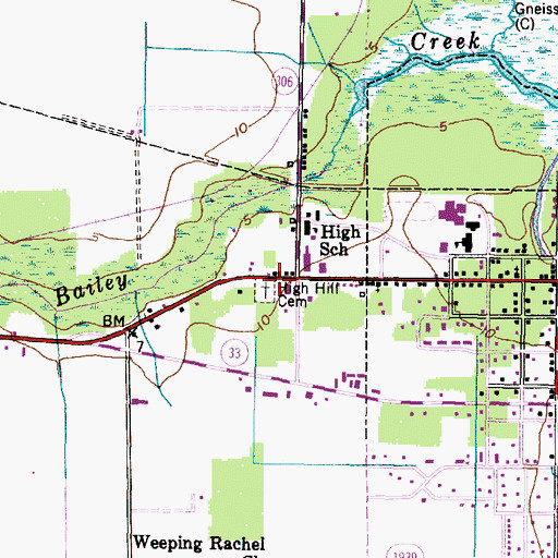 Topographic Map of High Hill Cemetery, NC