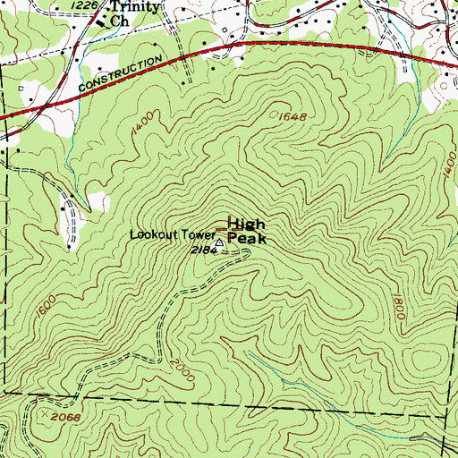 Topographic Map of High Peak, NC