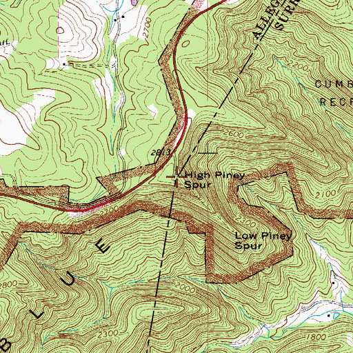 Topographic Map of High Piney Spur, NC