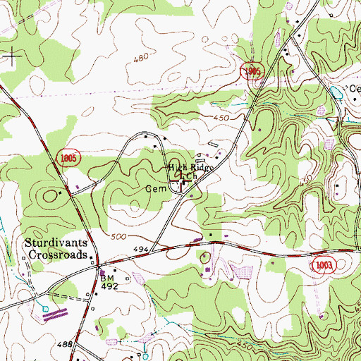 Topographic Map of High Ridge Church, NC