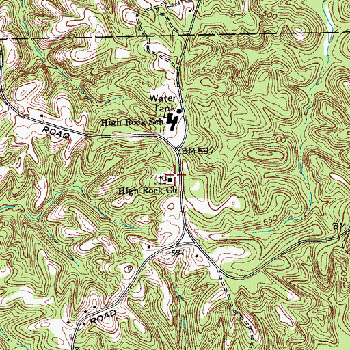 Topographic Map of High Rock Church, NC