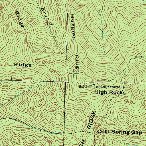 Topographic Map of High Rock Ridge, NC