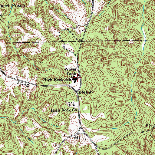 Topographic Map of High Rock School, NC