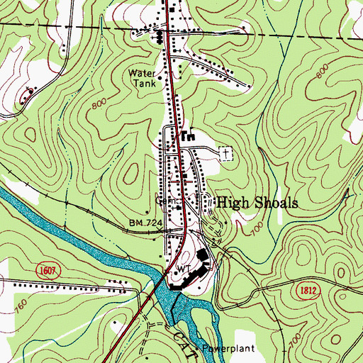 Topographic Map of High Shoals, NC