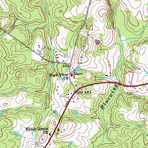 Topographic Map of High View Baptist Church, NC