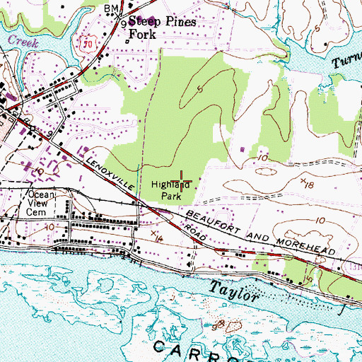 Topographic Map of Highland Park, NC