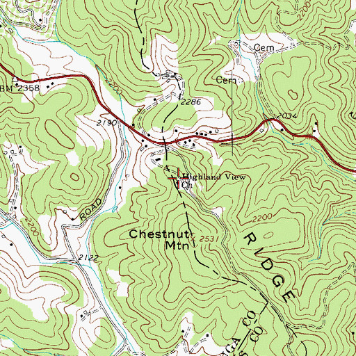 Topographic Map of Highland View Church, NC