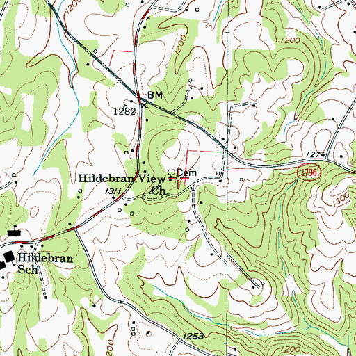 Topographic Map of Hildebran View Church, NC