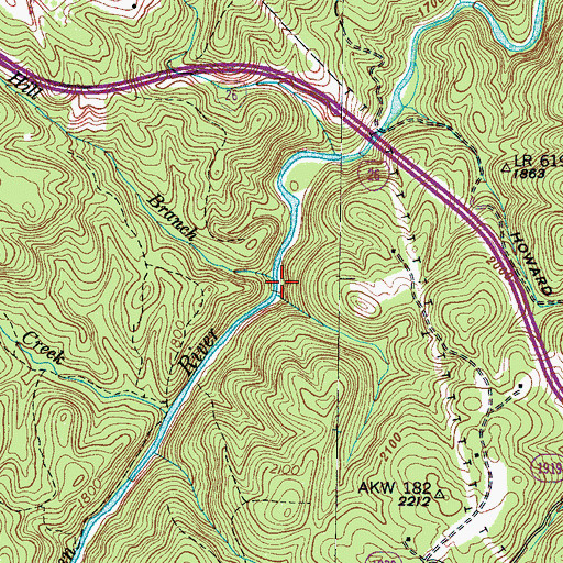 Topographic Map of Hill Branch, NC
