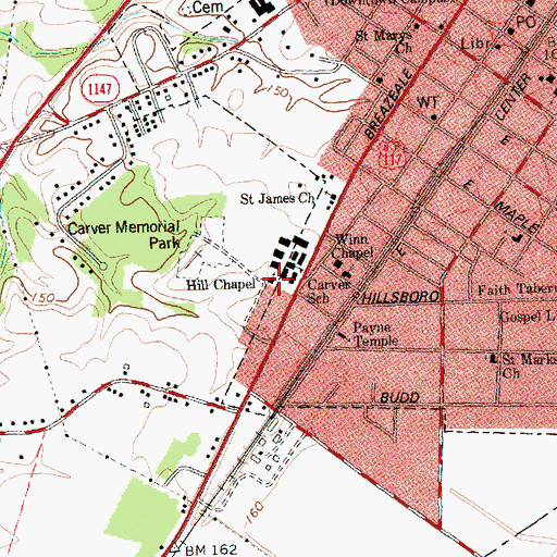 Topographic Map of Hill Chapel, NC