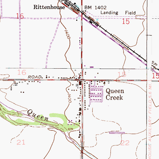 Topographic Map of Queen Creek, AZ