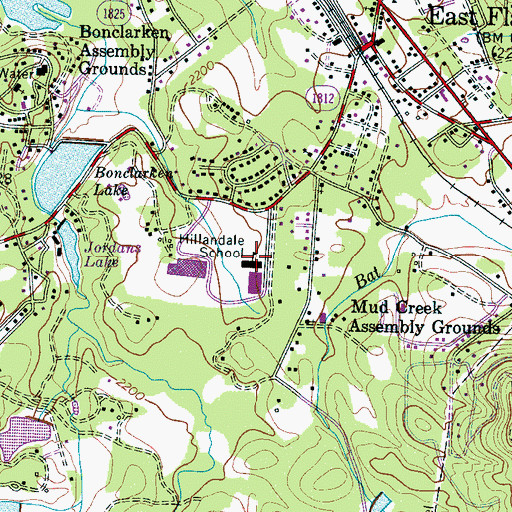 Topographic Map of Hillandale School, NC