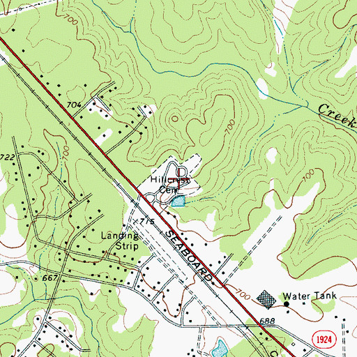 Topographic Map of Hillcrest Cemetery, NC