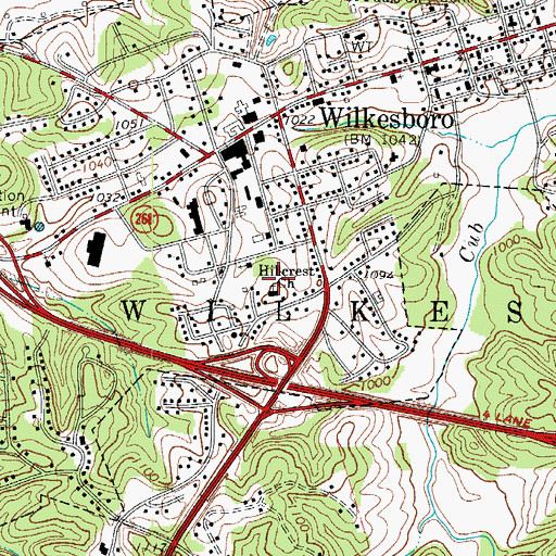 Topographic Map of Hillcrest Church, NC