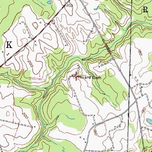 Topographic Map of Hilliard Cemetery, NC