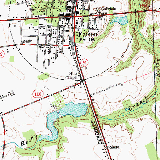 Topographic Map of Hills Chapel, NC