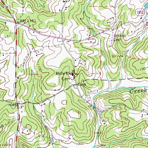 Topographic Map of Hills Church, NC