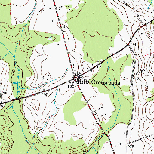 Topographic Map of Hills Crossroads, NC