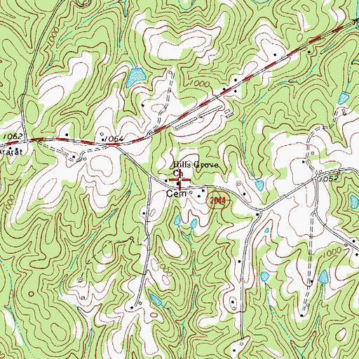 Topographic Map of Hills Grove Baptist Church, NC