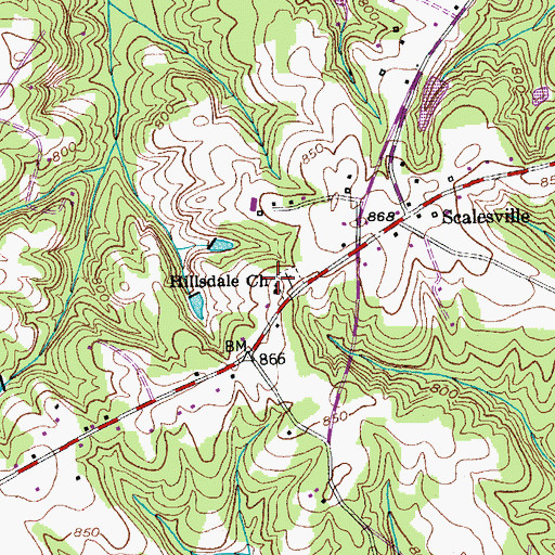 Topographic Map of Hillsdale Church, NC