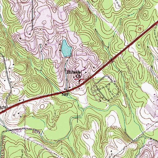 Topographic Map of Hillside Church, NC