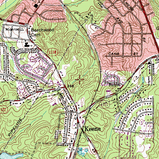 Topographic Map of Hillside High School, NC