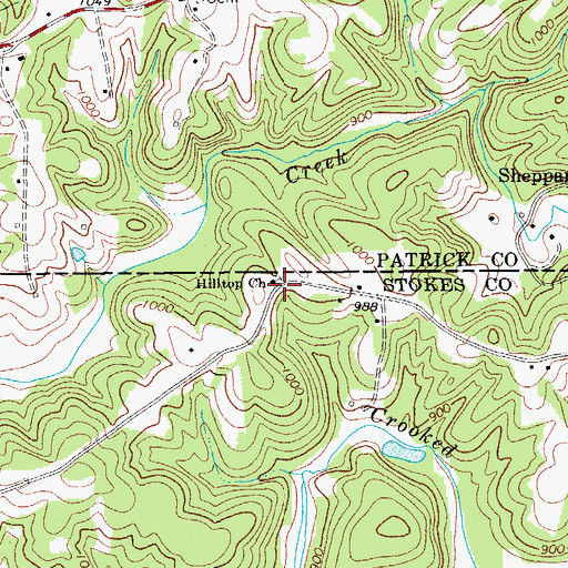 Topographic Map of Hilltop Church, NC