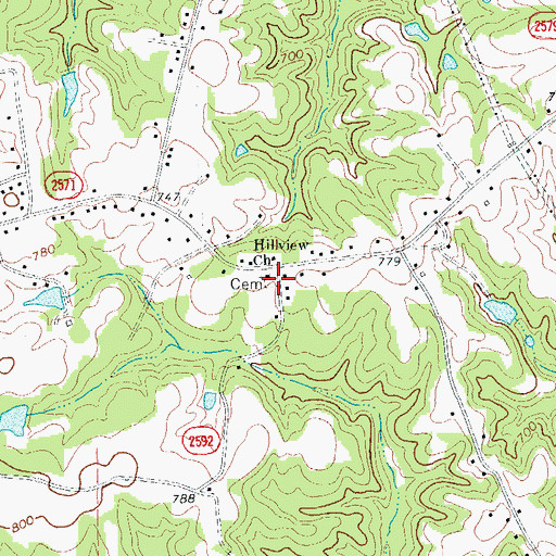 Topographic Map of Hillview Church, NC