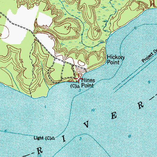 Topographic Map of Hines Point, NC