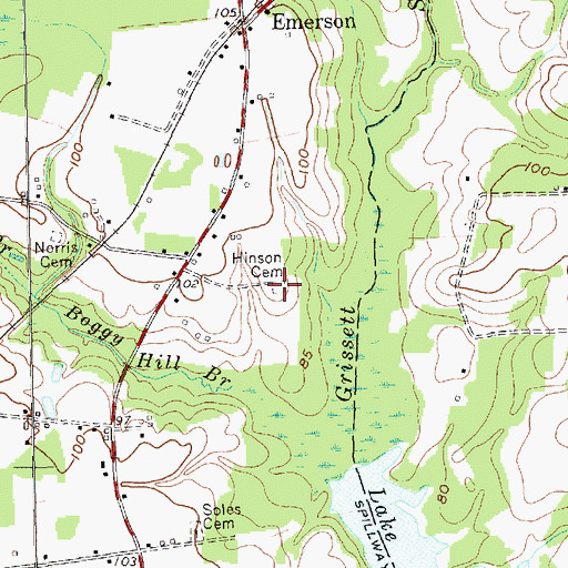 Topographic Map of Hinson Cemetery, NC