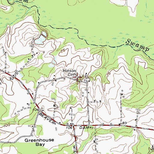 Topographic Map of Hinson Cemetery, NC