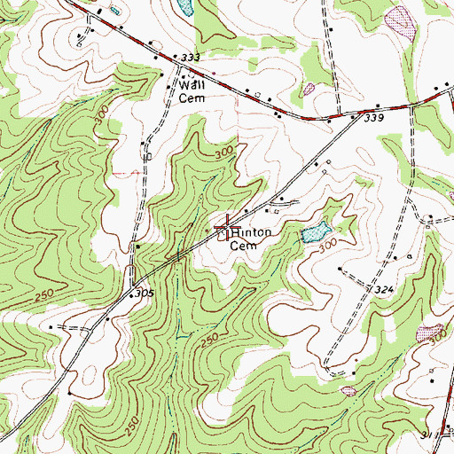 Topographic Map of Hinton Cemetery, NC