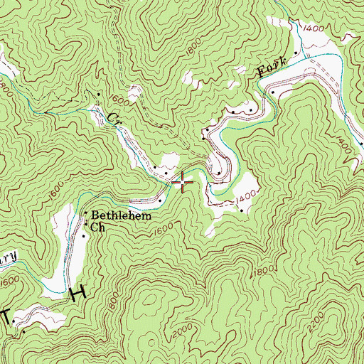 Topographic Map of Hipp Creek, NC
