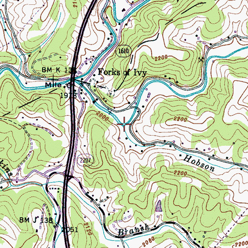 Topographic Map of Hobson Branch, NC