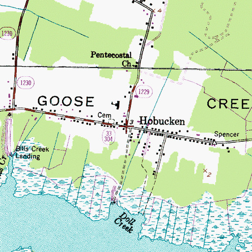 Topographic Map of Hobucken, NC