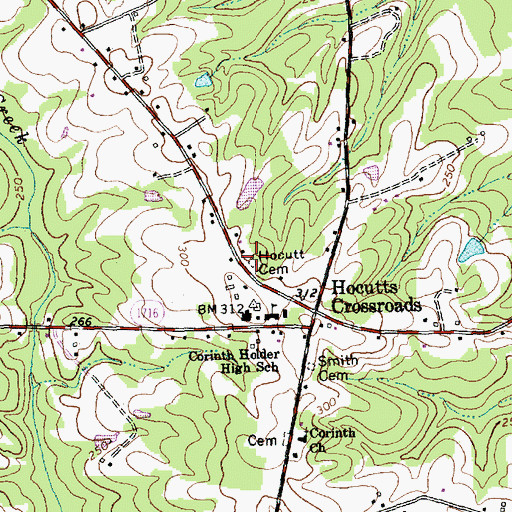 Topographic Map of Hocutt Cemetery, NC