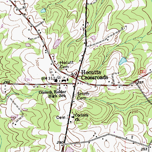 Topographic Map of Hocutts Crossroads, NC