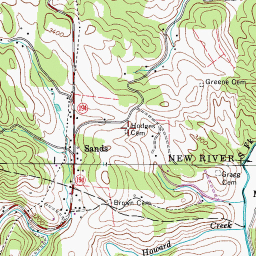 Topographic Map of Hodges Cemetery, NC