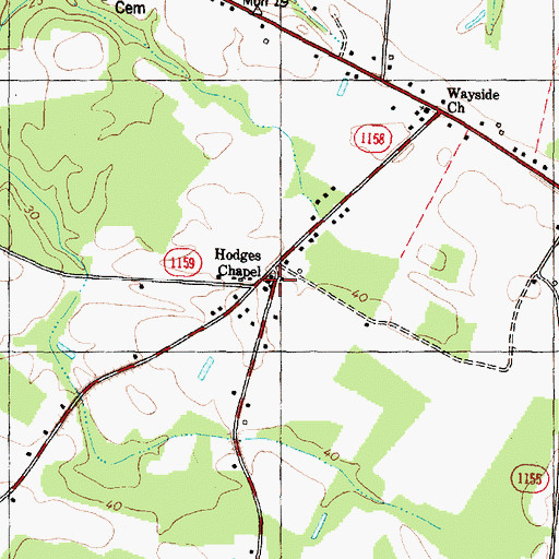 Topographic Map of Hodges Chapel, NC