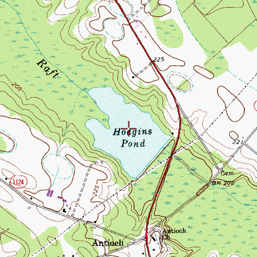 Topographic Map of Hodgins Pond, NC