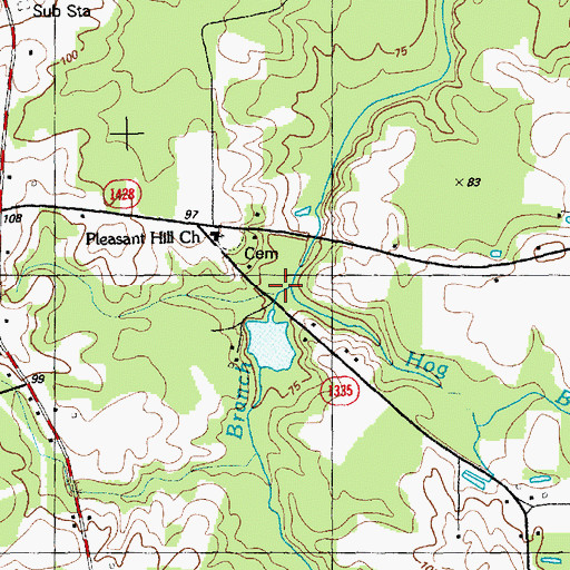 Topographic Map of Hog Branch, NC
