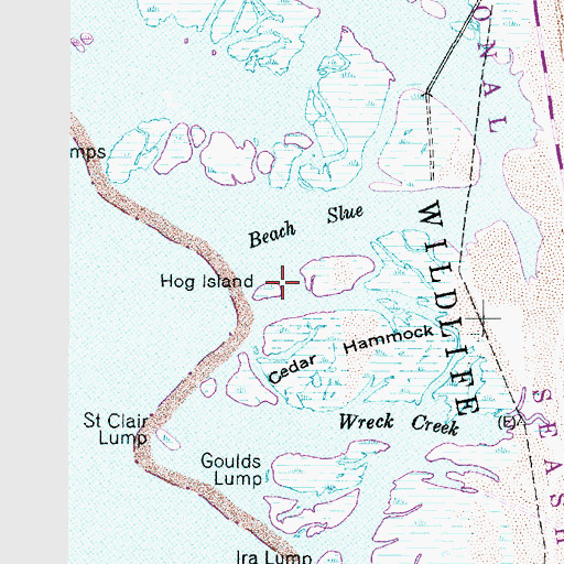 Topographic Map of Hog Island, NC