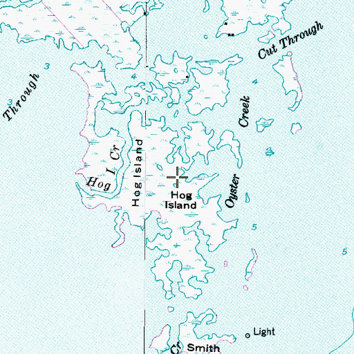 Topographic Map of Hog Island, NC