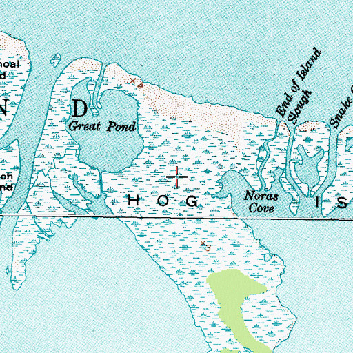Topographic Map of Hog Island, NC