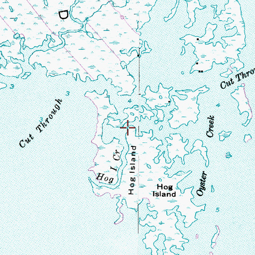 Topographic Map of Hog Island Creek, NC